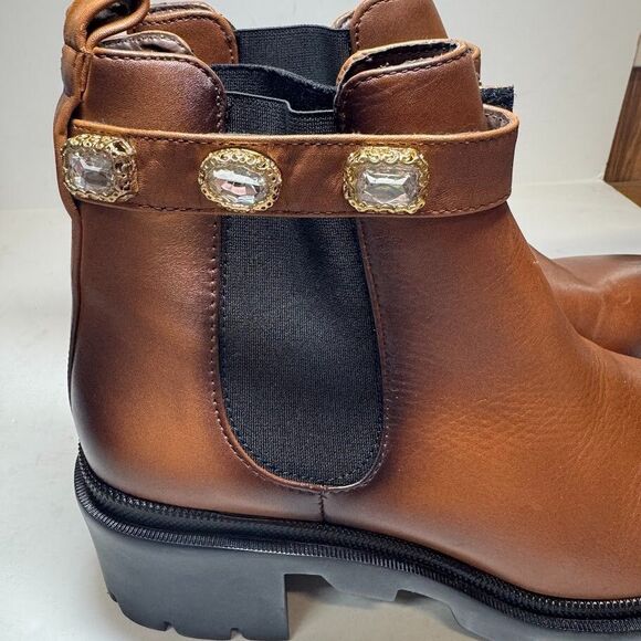 Steve Madden Womens 10 M Cognac Brown Leather Amulet Embellished Booties NIB HQ7 - Picture 5 of 6